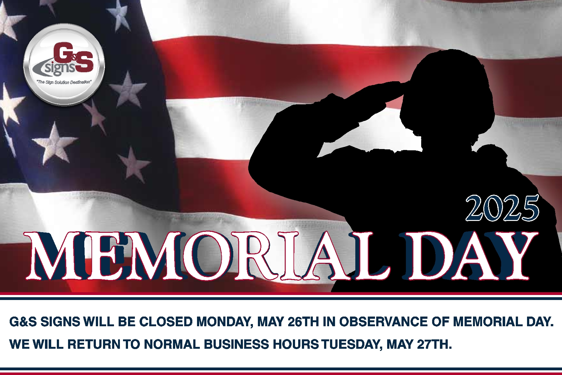 Silhouette of a soldier saluting in front of an American flag background.